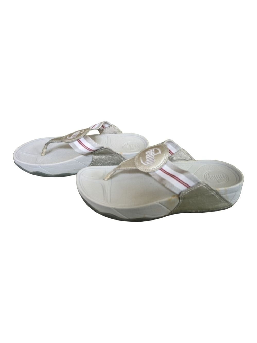 FitFlop gray with red stripe thong sandals EU 36 US 5
